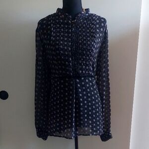 2X Wearable Art Blouse Top Corporatecore Semi Sheer Smocked 2X